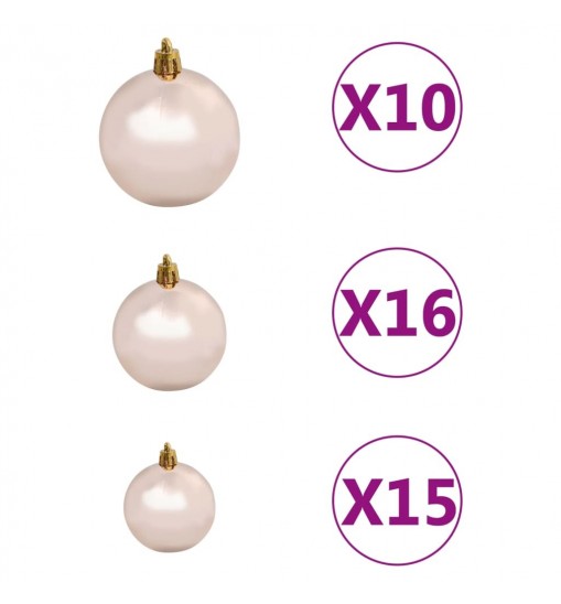 vidaXL Artificial Christmas Tree with LEDs&Ball Set Pink 94.5" PVC