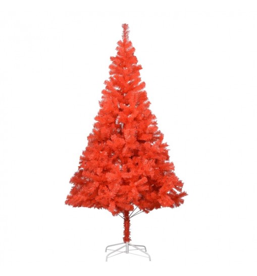 vidaXL Artificial Christmas Tree with LEDs&Ball Set Red 94.5" PVC