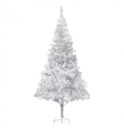 vidaXL Artificial Christmas Tree with LEDs&Ball Set Silver 94.5" PET