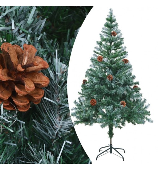 vidaXL Frosted Christmas Tree with LEDs&Ball Set Pinecones 59.1"