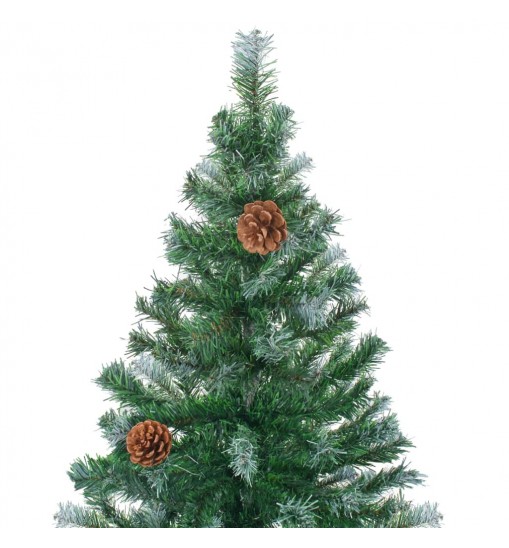 vidaXL Frosted Christmas Tree with LEDs&Ball Set Pinecones 59.1"