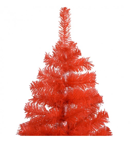 vidaXL Artificial Christmas Tree with LEDs&Ball Set Red 94.5" PVC