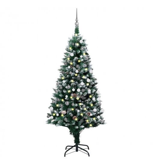 vidaXL Artificial Christmas Tree with LEDs&Ball Set&Pine Cones 59.1"