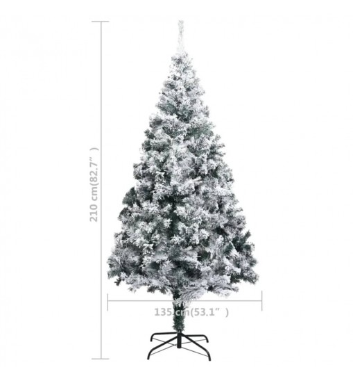 vidaXL Artificial Christmas Tree with LEDs&Flocked Snow Green 82.7"