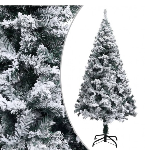 vidaXL Artificial Christmas Tree with LEDs&Flocked Snow Green 94.5"