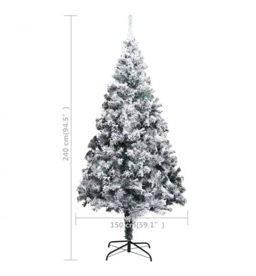 vidaXL Artificial Christmas Tree with LEDs&Flocked Snow Green 94.5"