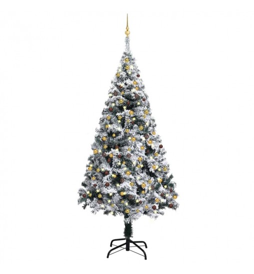 vidaXL Artificial Christmas Tree with LEDs&Ball Set Green 94.5" PVC