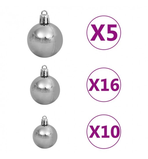 vidaXL Upside-down Artificial Christmas Tree with LEDs&Ball Set 94.5"