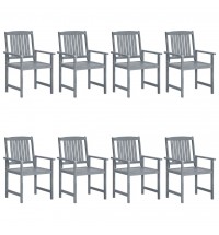 vidaXL Patio Chairs 8 pcs Solid Acacia Wood Gray