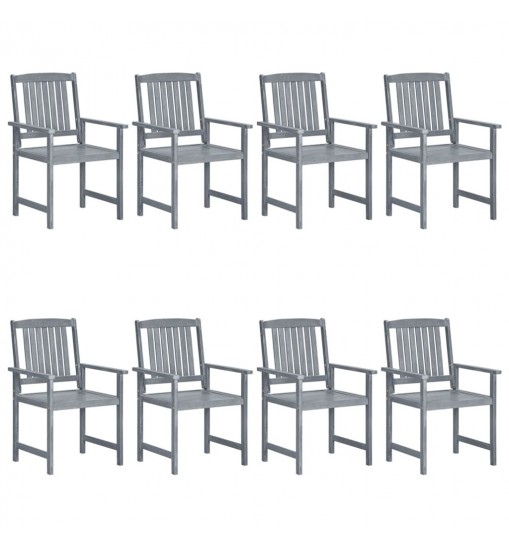 vidaXL Patio Chairs 8 pcs Solid Acacia Wood Gray