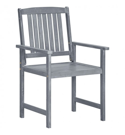 vidaXL Patio Chairs 8 pcs Solid Acacia Wood Gray