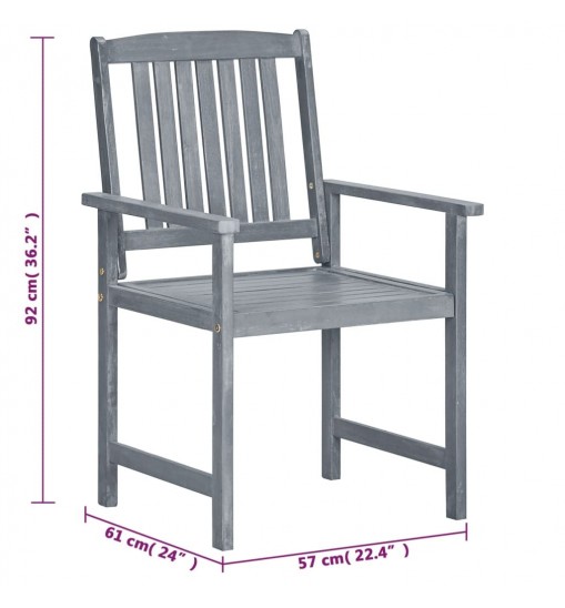 vidaXL Patio Chairs 8 pcs Solid Acacia Wood Gray