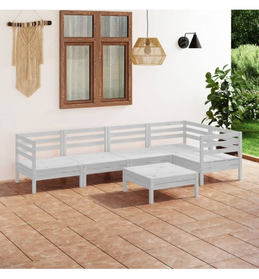 vidaXL 6 Piece Patio Lounge Set Solid Pinewood White