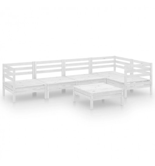 vidaXL 6 Piece Patio Lounge Set Solid Pinewood White