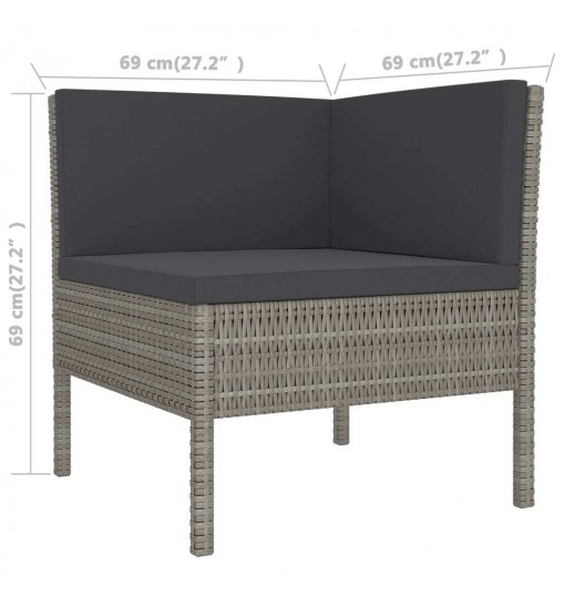 vidaXL 8 Piece Patio Lounge Set with Cushions Poly Rattan Gray