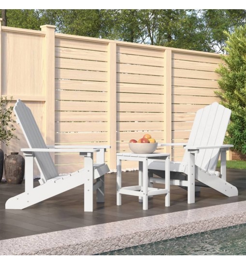 vidaXL Patio Adirondack Chairs with Table HDPE White