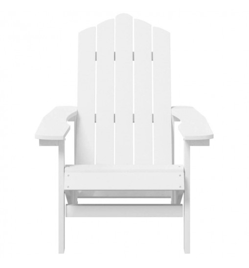 vidaXL Patio Adirondack Chairs with Table HDPE White