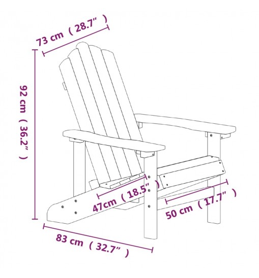 vidaXL Patio Adirondack Chairs with Table HDPE White