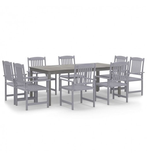 vidaXL 9 Piece Patio Dining Set Solid Wood Acacia Gray