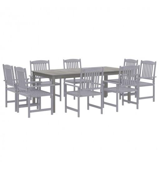 vidaXL 9 Piece Patio Dining Set Solid Wood Acacia Gray