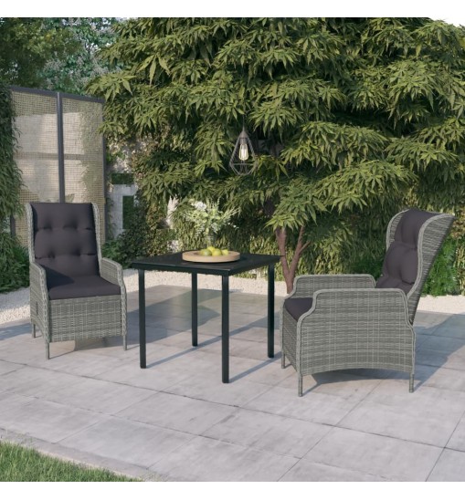 vidaXL 3 Piece Patio Dining Set Light Gray