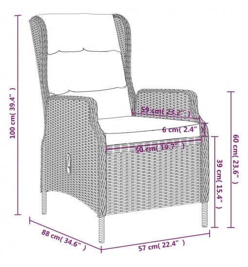 vidaXL 3 Piece Patio Dining Set Light Gray