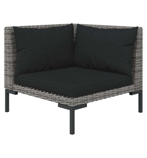 vidaXL 6 Piece Patio Lounge Set with Cushions Poly Rattan Dark Gray