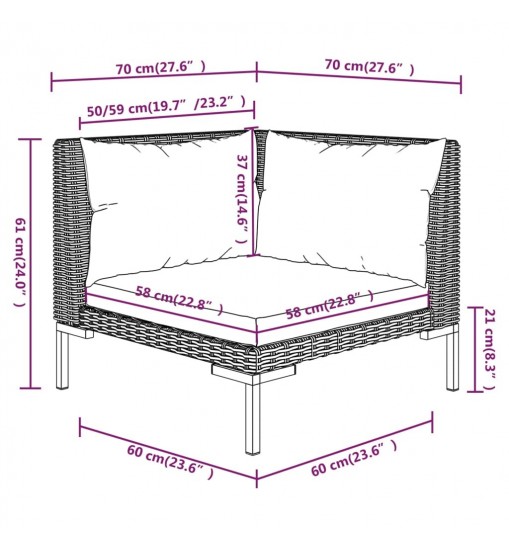 vidaXL 6 Piece Patio Lounge Set with Cushions Poly Rattan Dark Gray