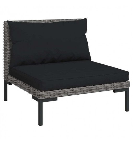 vidaXL 5 Piece Patio Lounge Set with Cushions Poly Rattan Dark Gray