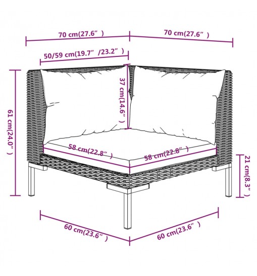 vidaXL 11 Piece Patio Lounge Set with Cushions Poly Rattan Dark Gray