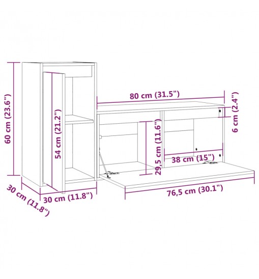 vidaXL TV Stands 2 Pcs Honey Brown Solid Wood Pine