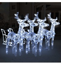 vidaXL Reindeers & Sleigh Christmas Decoration 240 LEDs Acrylic