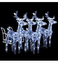 vidaXL Reindeers & Sleigh Christmas Decoration 240 LEDs Acrylic