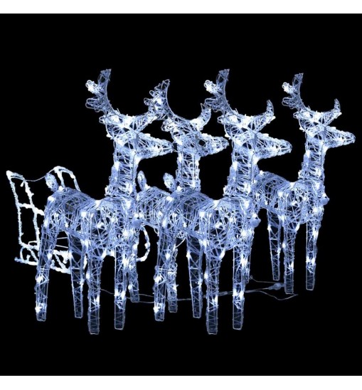 vidaXL Reindeers & Sleigh Christmas Decoration 240 LEDs Acrylic