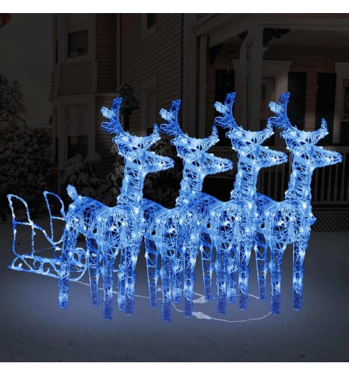 vidaXL Reindeers & Sleigh Christmas Decoration 240 LEDs Acrylic