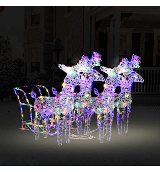 vidaXL Reindeers & Sleigh Christmas Decoration 240 LEDs Acrylic