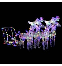 vidaXL Reindeers & Sleigh Christmas Decoration 240 LEDs Acrylic