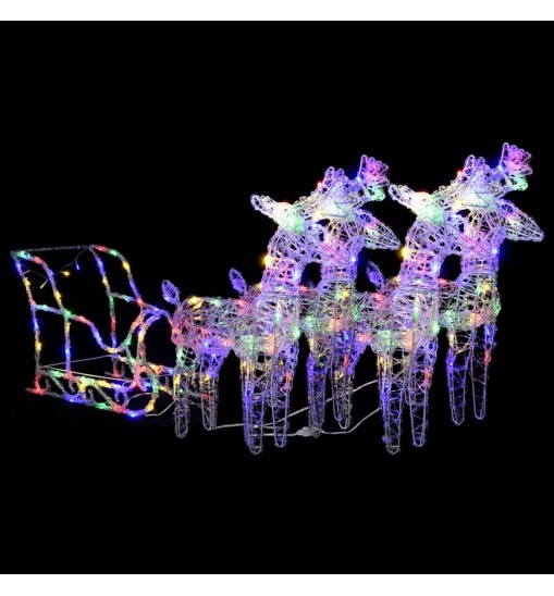 vidaXL Reindeers & Sleigh Christmas Decoration 240 LEDs Acrylic