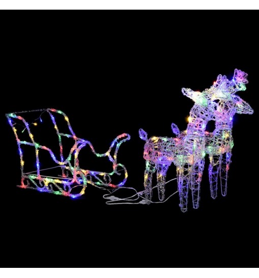 vidaXL Reindeers & Sleigh Christmas Decoration 240 LEDs Acrylic