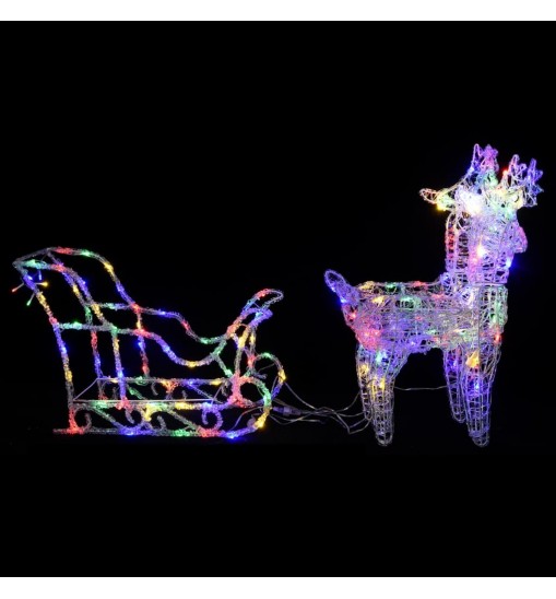 vidaXL Reindeers & Sleigh Christmas Decoration 240 LEDs Acrylic