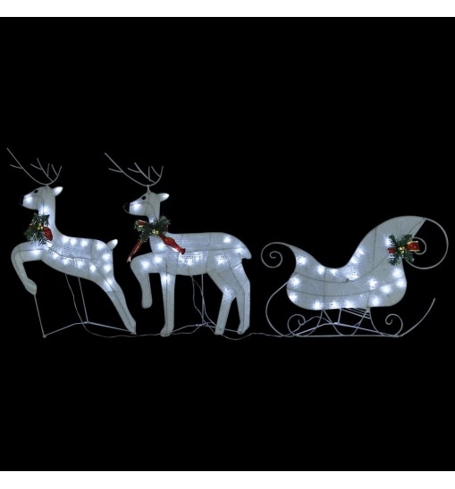 vidaXL Reindeer & Sleigh Christmas Decoration 100 LEDs Outdoor White