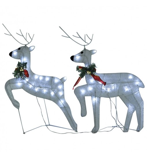 vidaXL Reindeer & Sleigh Christmas Decoration 100 LEDs Outdoor White