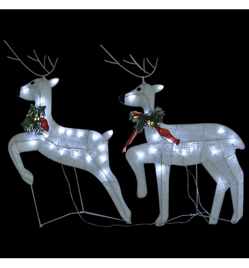 vidaXL Reindeer & Sleigh Christmas Decoration 100 LEDs Outdoor White