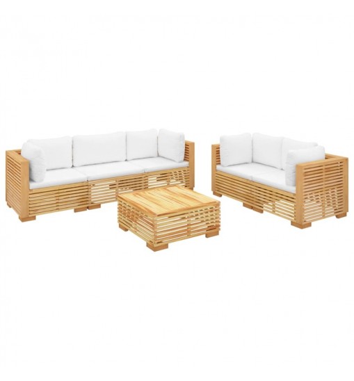 vidaXL 6 Piece Patio Lounge Set with Cushions Solid Wood Teak