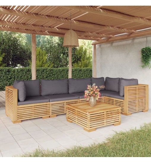 vidaXL 6 Piece Patio Lounge Set with Cushions Solid Wood Teak