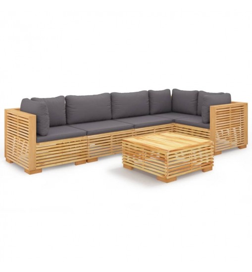 vidaXL 6 Piece Patio Lounge Set with Cushions Solid Wood Teak