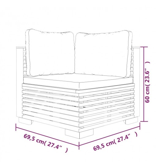 vidaXL 6 Piece Patio Lounge Set with Cushions Solid Wood Teak