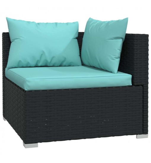 vidaXL 5 Piece Patio Lounge Set with Cushions Poly Rattan Black