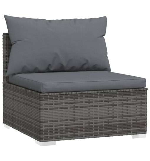 vidaXL 8 Piece Patio Lounge Set with Cushions Poly Rattan Gray