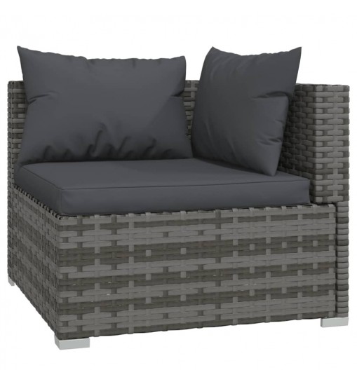 vidaXL 8 Piece Patio Lounge Set with Cushions Poly Rattan Gray